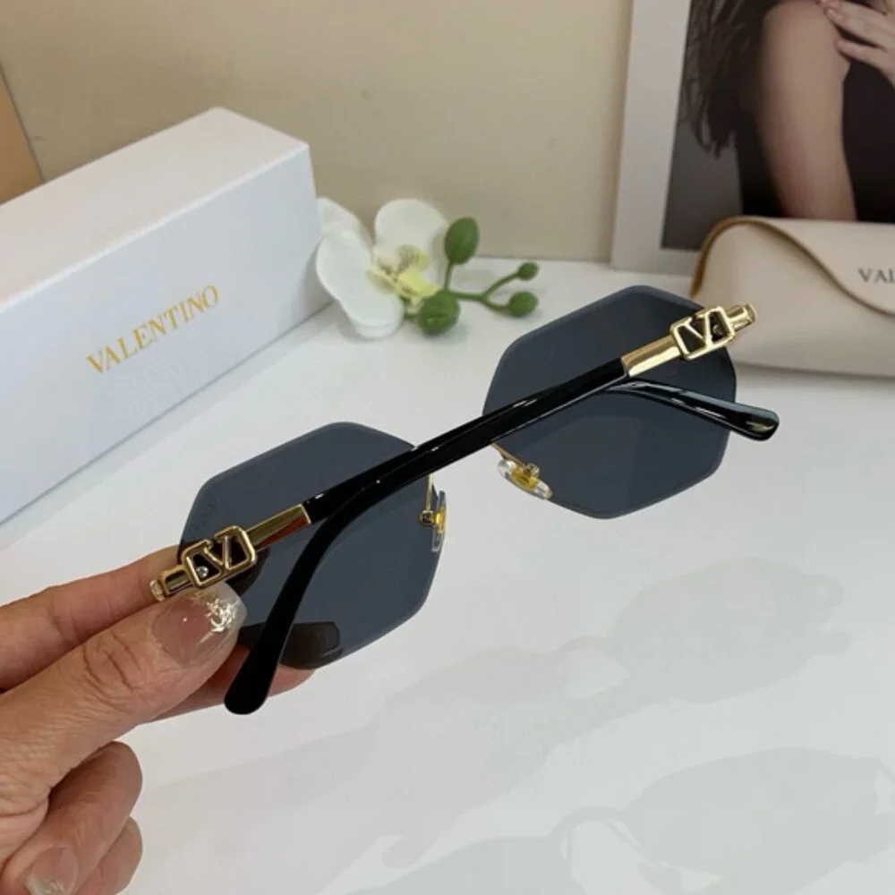Valentino Women's Gold and Black Sunglasses - Picture 5 of 7